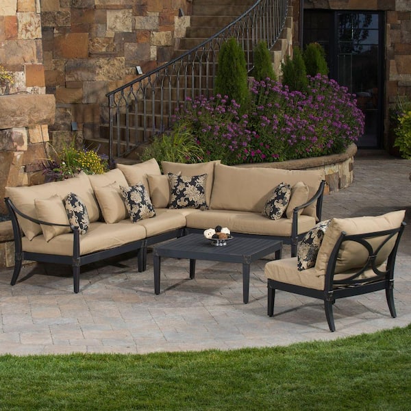 RST Brands Astoria 6-Piece Patio Sectional Seating Set with Delano Beige Cushions