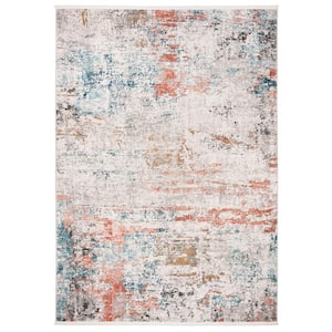 Shivan Gray/Pink Doormat 3 ft. x 5 ft. Distressed Abstract Area Rug