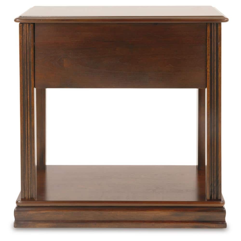 Breegin 13.13 in. Brown Rectangle MDF Chairside End Table with Removable Tray - thumbnail 3