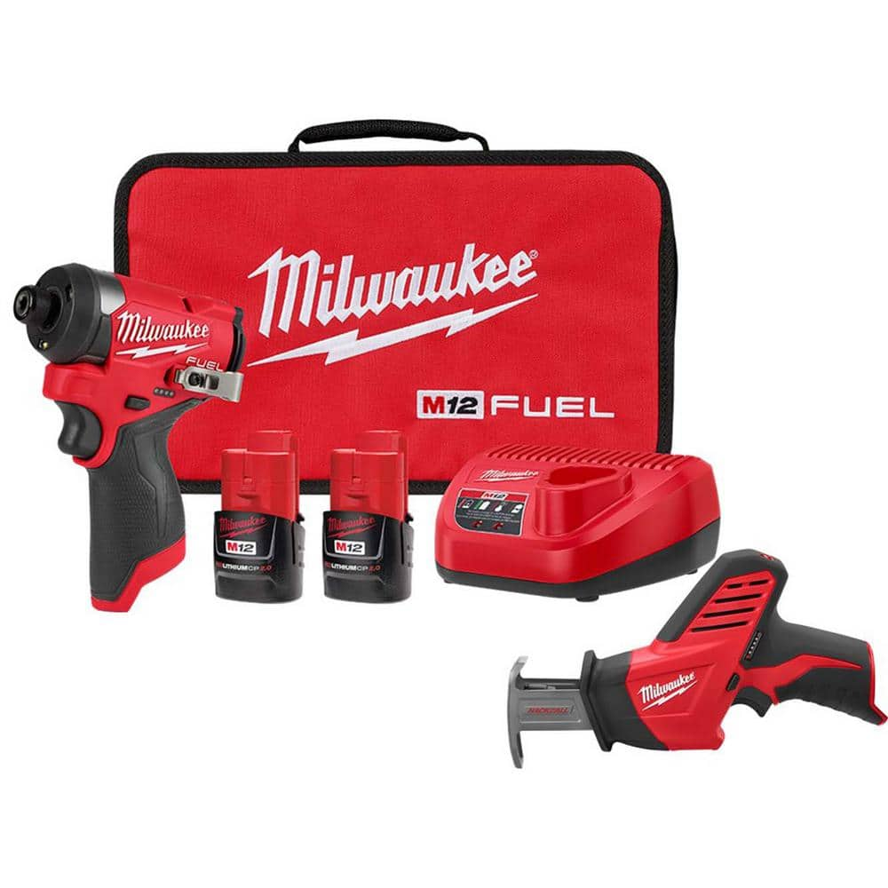 M12 FUEL 12-Volt Lithium-Ion Brushless Cordless 1/4 in. Hex Impact Driver Kit with M12 HACKZALL -  Milwaukee, 3453-22-2420-20