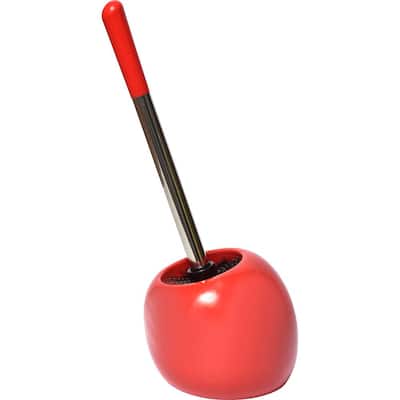 Bath Free Standing Toilet Bowl Brush and Holder PISE Red