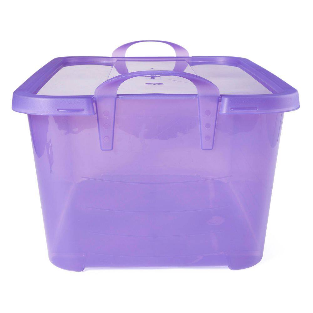 Purple 55 Quart Stackable Plastic Storage Container with Lid