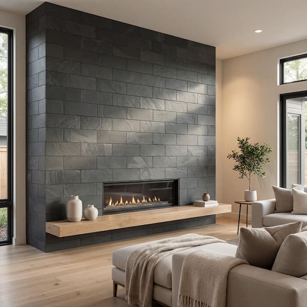 Montauk Black Gauged Slate Tile 4 in. x 12 in., Floor and Wall (4.95 sq. ft./Case)