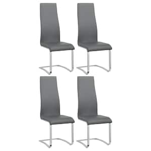 Montclair Gray and Chrome Faux Leather High Back Side Chairs Set of 4