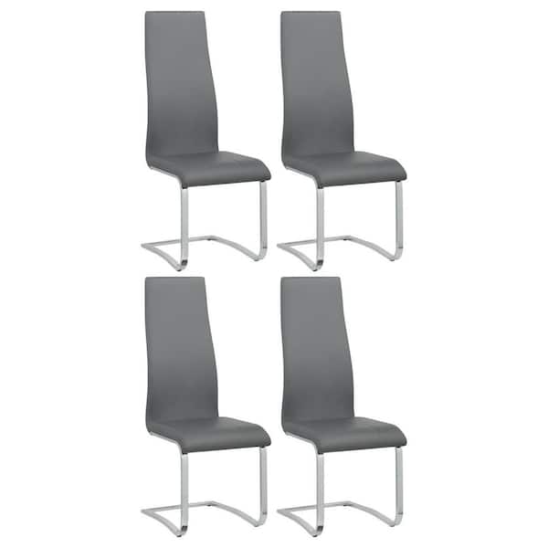 Coaster Montclair Gray and Chrome Faux Leather High Back Side Chairs Set of 4