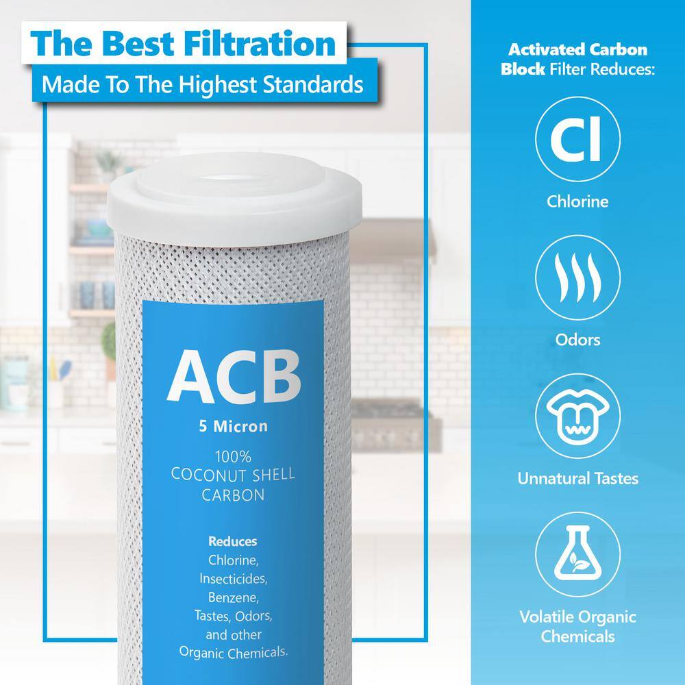 10-Inch Coconut Shell Carbon Block Water Filter 2-Pack