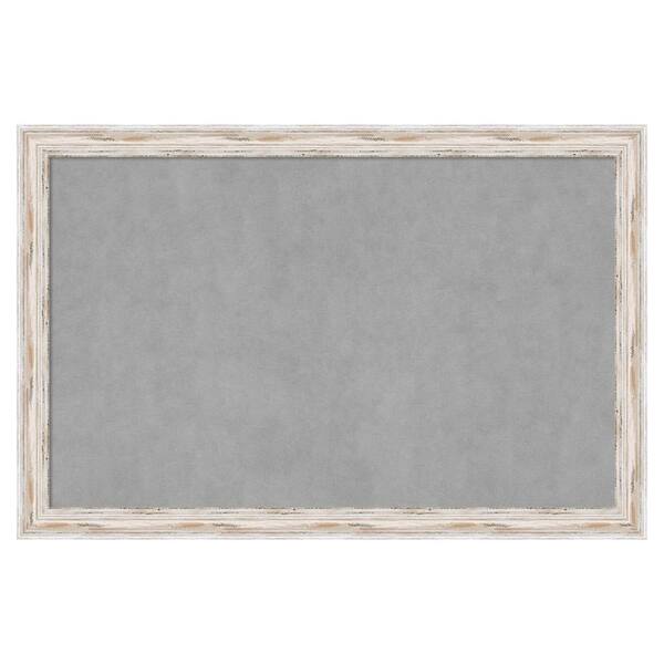 Amanti Art Alexandria White Wash Narrow 35 in. x 23 in. Framed Magnetic Board