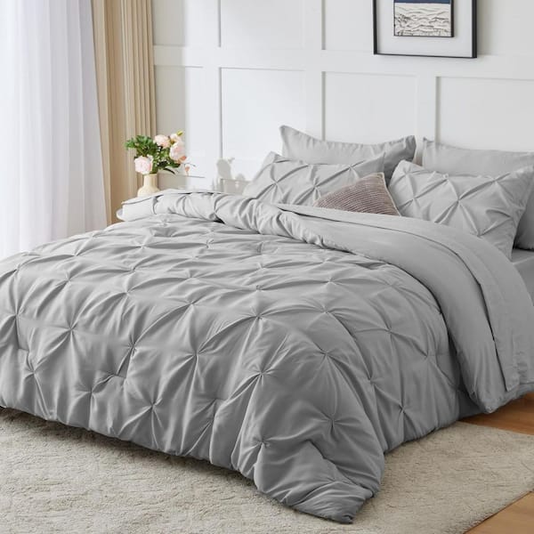 Unbranded 7-Pieces Light Grey Queen Size Microfiber Comforter Set