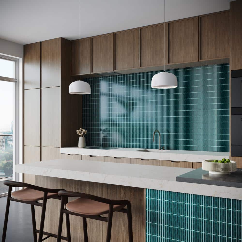 Monogram Stacked 11.19 In. X 11.9 In. Glossy Porcelain Mosaic Floor And Wall Tile (0.92 Sq. Ft. / Each)