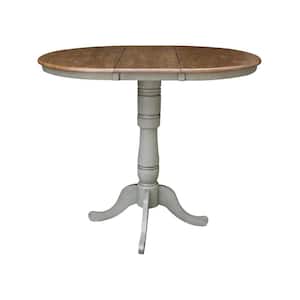 Hickory/Stone 36 in. x 48 in. Solid Wood Dining Bar Height Pedestal Table