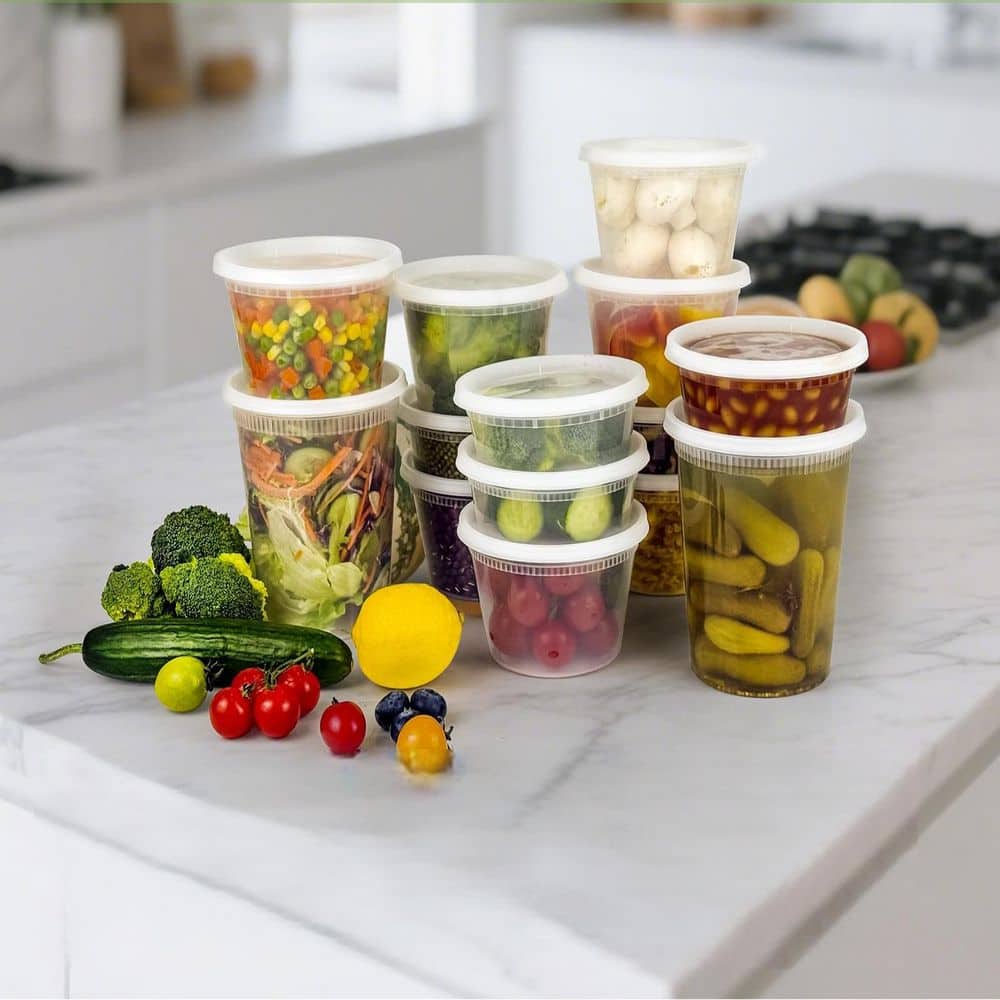 Numhew 60 Sets 8 oz. Plastic Airtight Food Storage Containers with