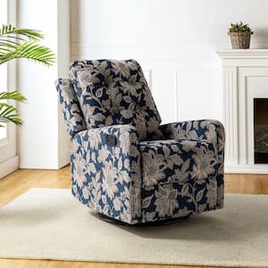 Felipe Navy Polyester Swivel Rocker Recliner with Swivel