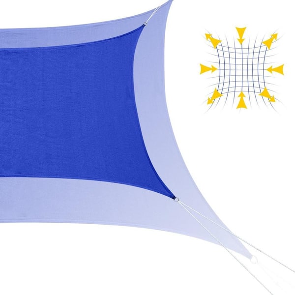 16 ft. x 12 ft. Blue HDPE Rectangle Sun Shade Sail Canopy with 98% UV Block and Hardware kit