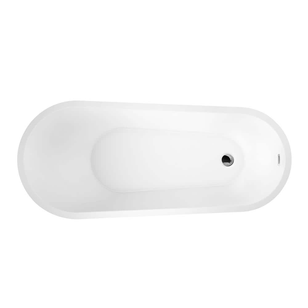 65.75'' White Acrylic Freestanding Oval Soaking Bathtub
