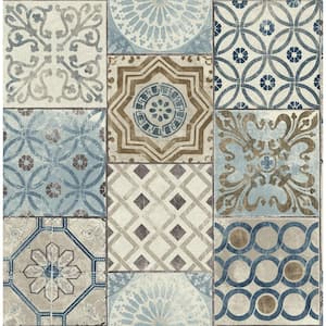 Moroccan Tile Blue Geometric Vinyl Peel & Stick Wallpaper Roll (Covers 30.75 Sq. Ft.)
