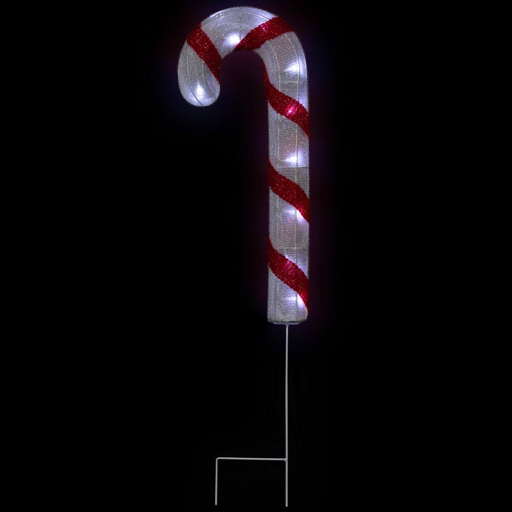 Set of 3 Red and White Lighted Candy Cane Lawn Stakes