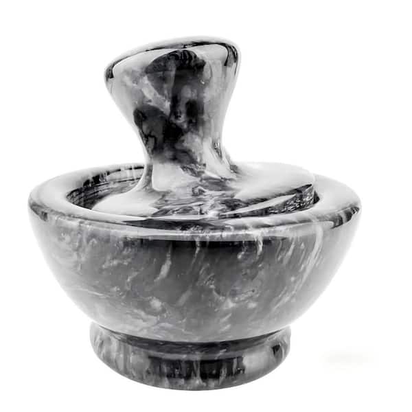 Black Mortar and Pestle Set, Marble Mortar and Mushroom Pestle, Fine Grind for Pills Herbs Spices, Pill Crusher