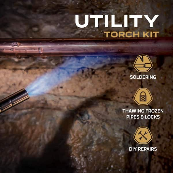 Utility Torch Kit with 14.1 oz. Propane Gas Cylinder and Adjustable Flame