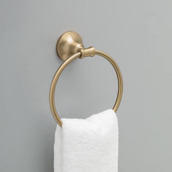 Chamberlain Wall Mount Round Closed Towel Ring Bath Hardware Accessory in Champagne Bronze