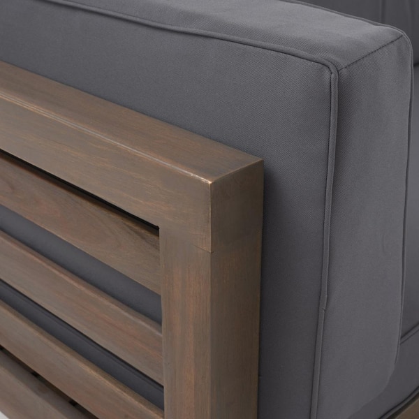 Oana gray 4-Piece Wood Outdoor Patio Sectional Set with Dark gray Cushions