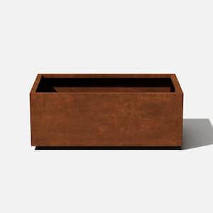 Long Box Wide Rust Corten Steel Metal Rectangular Planter