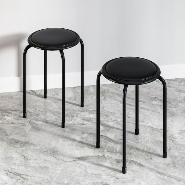 VECELO Stackable Stools Set of 6, 17 in. Metal Padded Counter