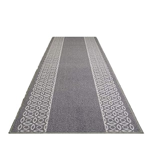 Berber Chain Series Gray 26 in. x 30 ft. Your Choice Length Stair Runner