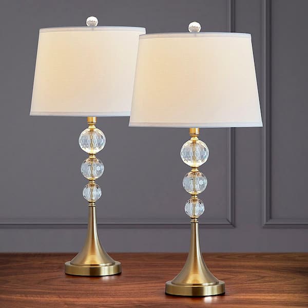 Dean 27.5 Crystal Led Table Lamp Clear/Brass Gold (Set of 2) Yellow Glam  Modern Contemporary Transitional Brass Bulbs Included