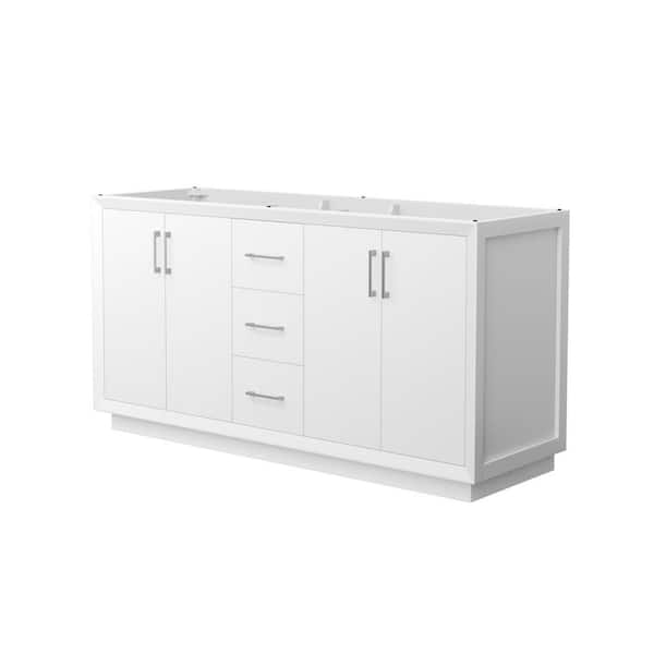 Wyndham Collection Strada 65.25 in. W x 21.75 in. D x 34.25 in. H Double Bath Vanity Cabinet without Top in White