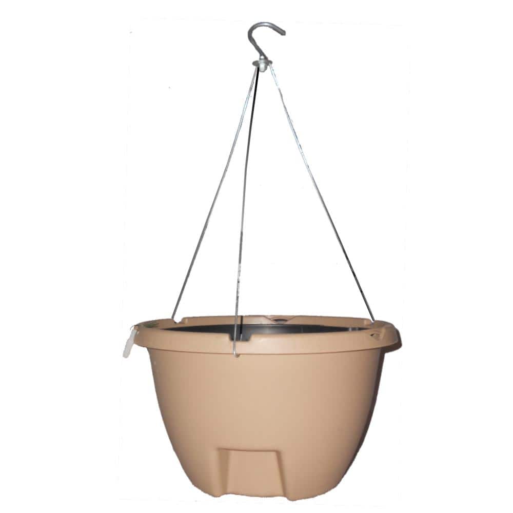 The Weekender 16 in. Sand Polypropylene Hanging Self-Watering Planter