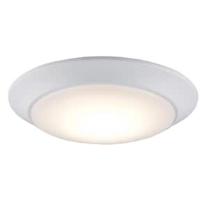 7.5 in. White Integrated LED Miniature Disk Flush Mount Ceiling Light Fixture with Acrylic Shade