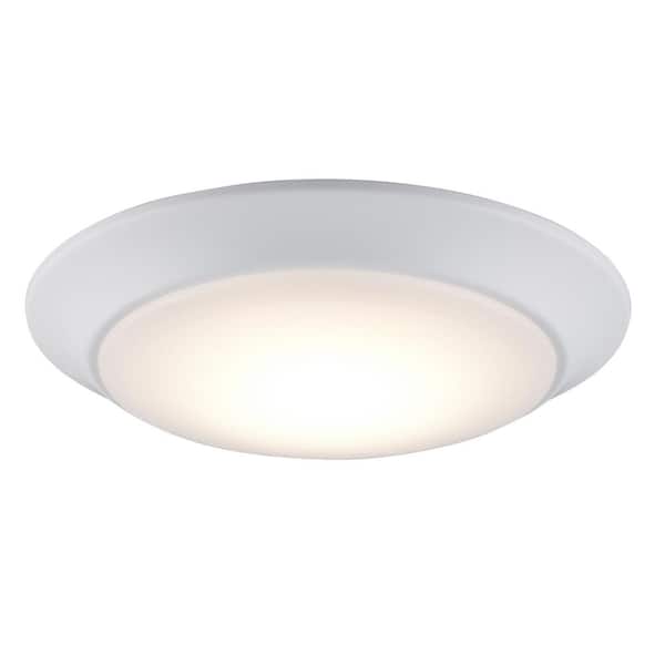 Bel Air Lighting 7.5 in. White Integrated LED Miniature Disk Flush Mount Ceiling Light Fixture with Acrylic Shade