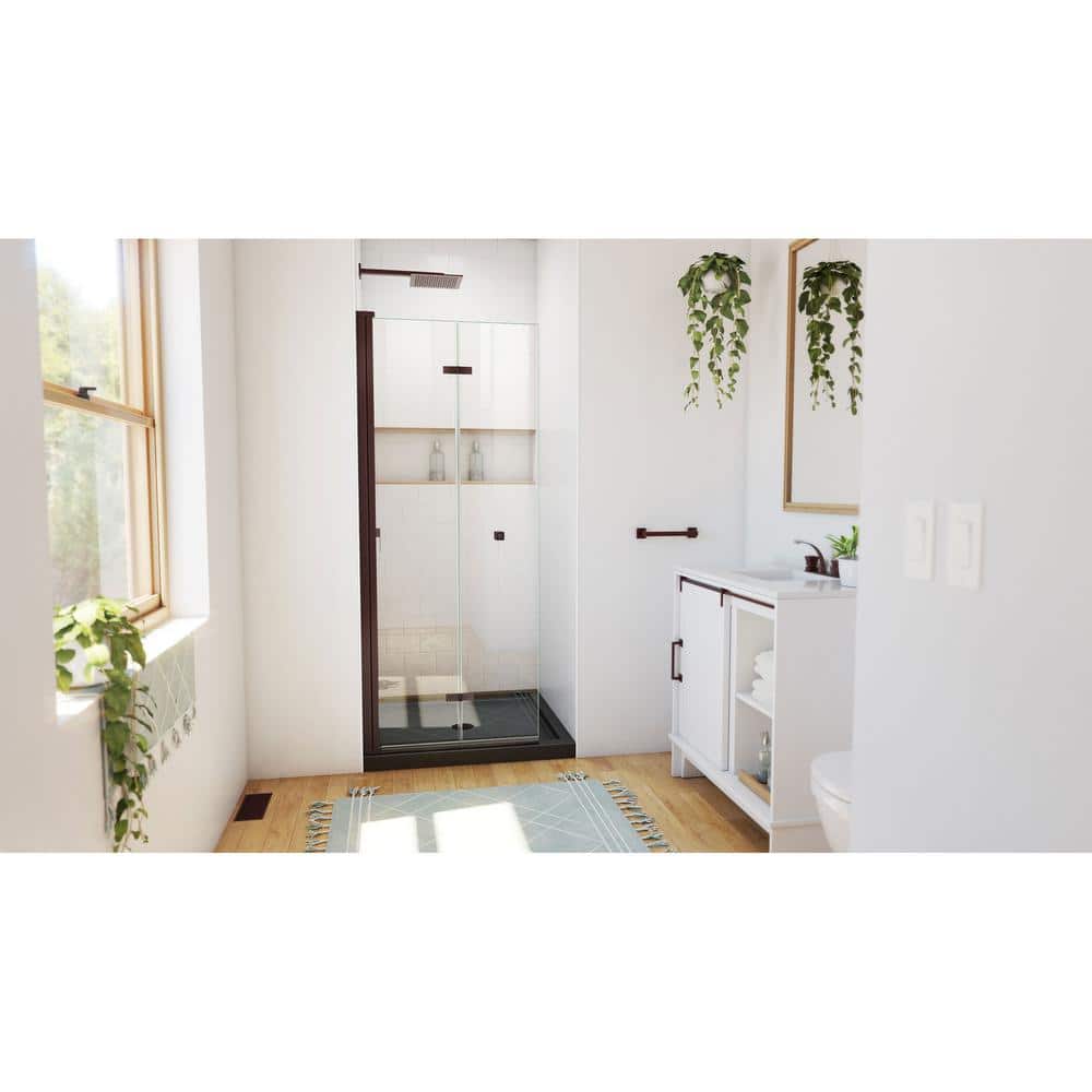 Aqua-Q Fold Frameless Square Shower Kit with Oil Rubbed Bronze Hardware
