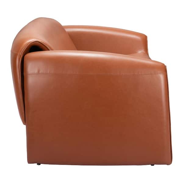 ZUO Horten 69.7 in. W. Straight Arm Faux Leather Rectangle Modern Sofa in. Brown