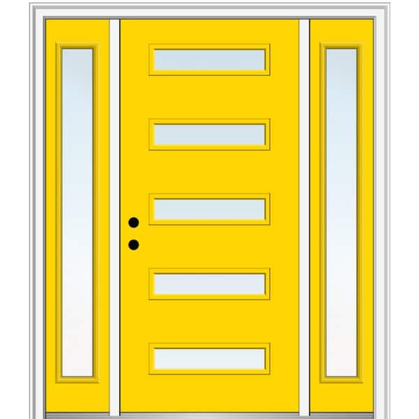 MMI Door 64.5 in. x 81.75 in. Davina Right-Hand Inswing 5-Lite Clear Low-E Painted Fiberglass Prehung Front Door with Sidelites