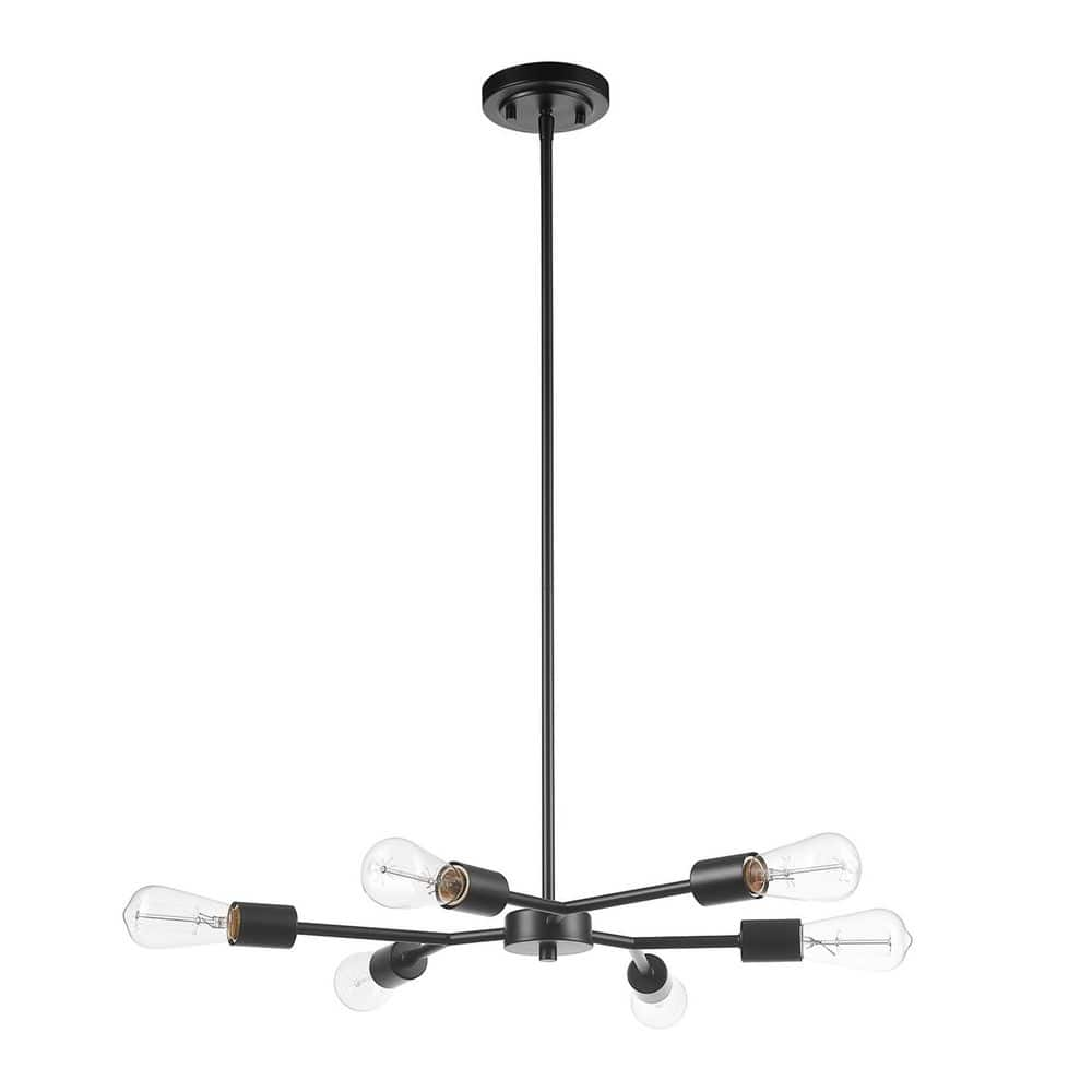 Globe Electric 6-Light Matte Black Chandelier with Adjustable Hanging ...