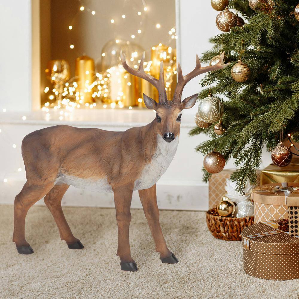Large Brown Resin Buck Deer Garden Statue