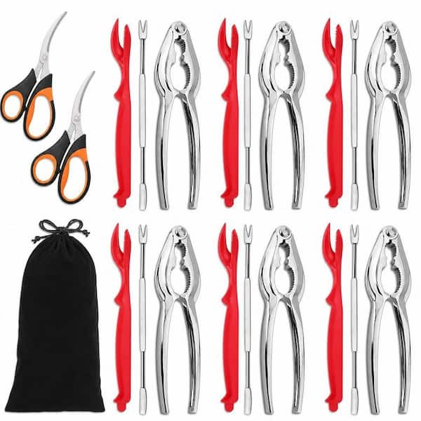 20-Pack Finish Crab and Nut Cracker Tool Set with Storage Bag for Crab Boil, Lobster Dinner and Home Nut Cracking Use