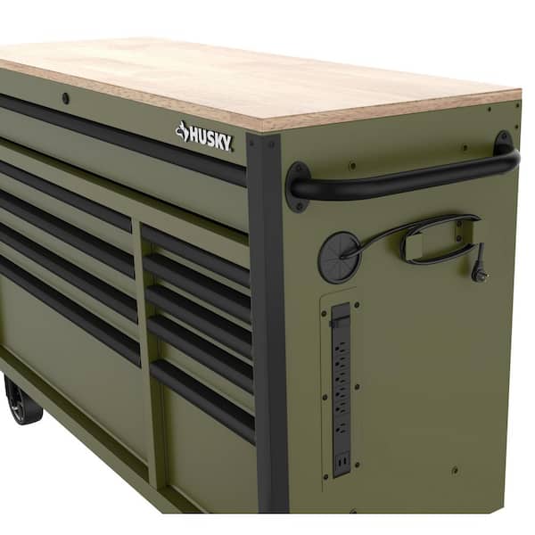 Husky Standard-Duty 52 in. W 10-Drawer Matte Army Green Mobile Husky Standard-Duty 52 in. W 10-Drawer Matte Army Green Mobile