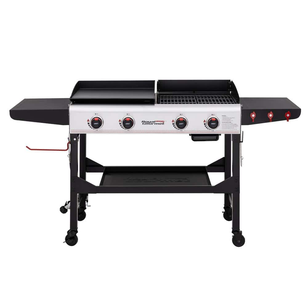 Royal Gourmet GD403 4-Burner Portable Flat Top Gas Grill and Griddle with Folding Legs