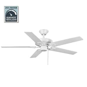 Bayfield 52 in. Indoor Matte White Dry Rated Downrod Ceiling Fan with 5 Reversible Blades