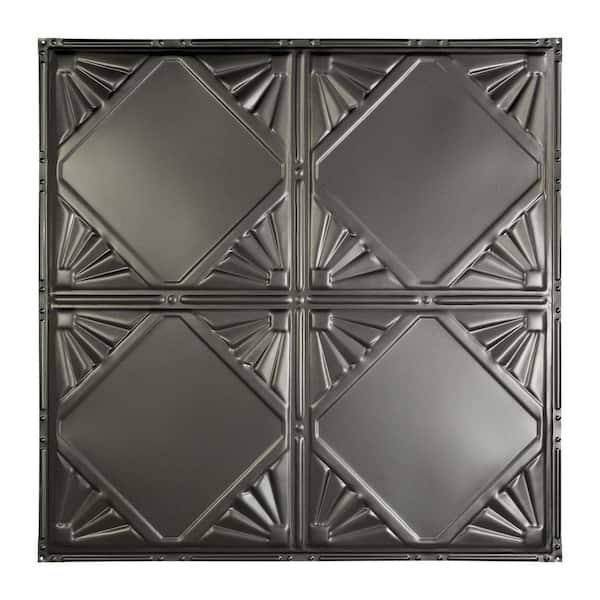 Great Lakes Tin Erie ft. x ft. Nail Up Metal Ceiling Tile in Argento  (Case of 5) T5607 The Home Depot