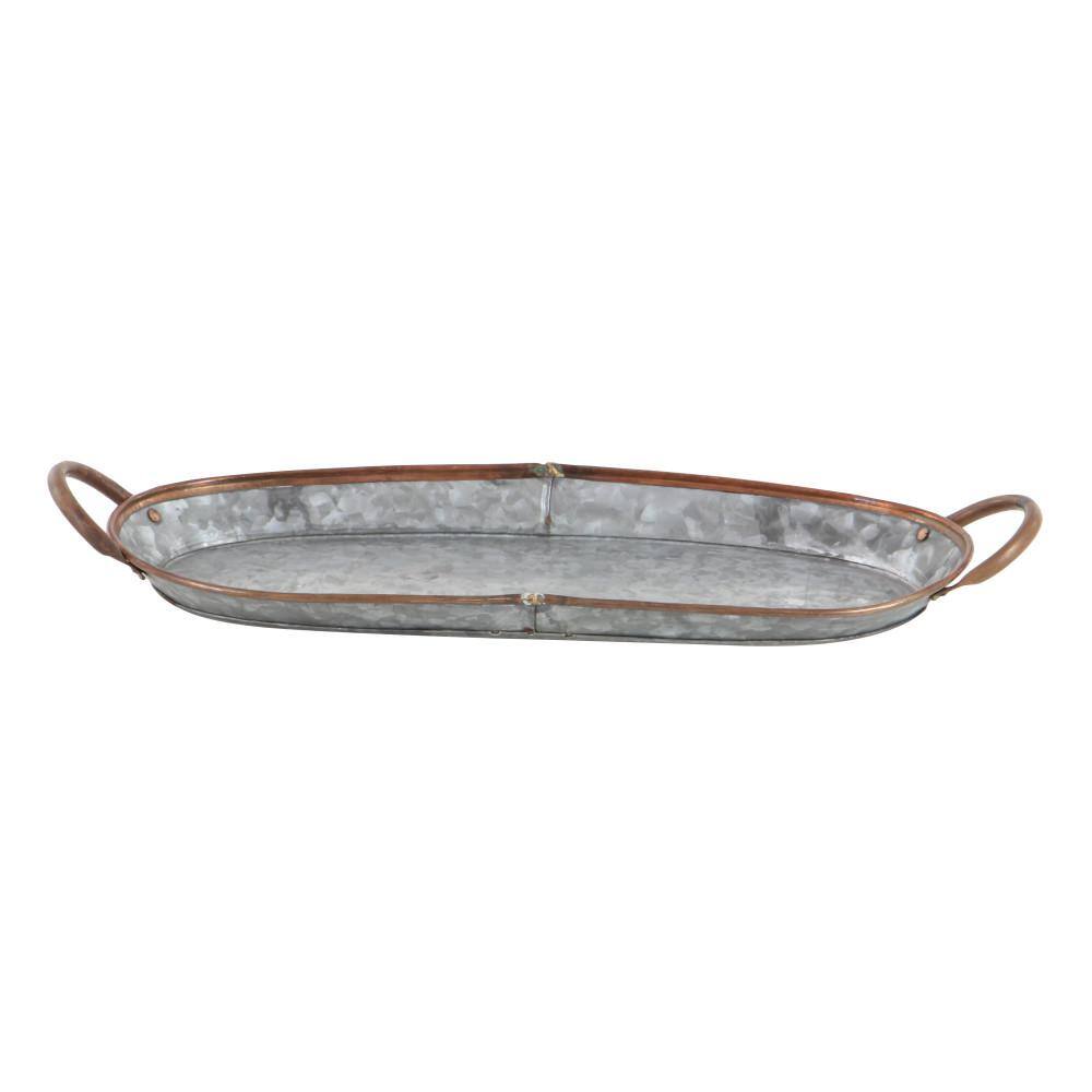 Set of 3 Oval Galvanized Metal Decorative Trays