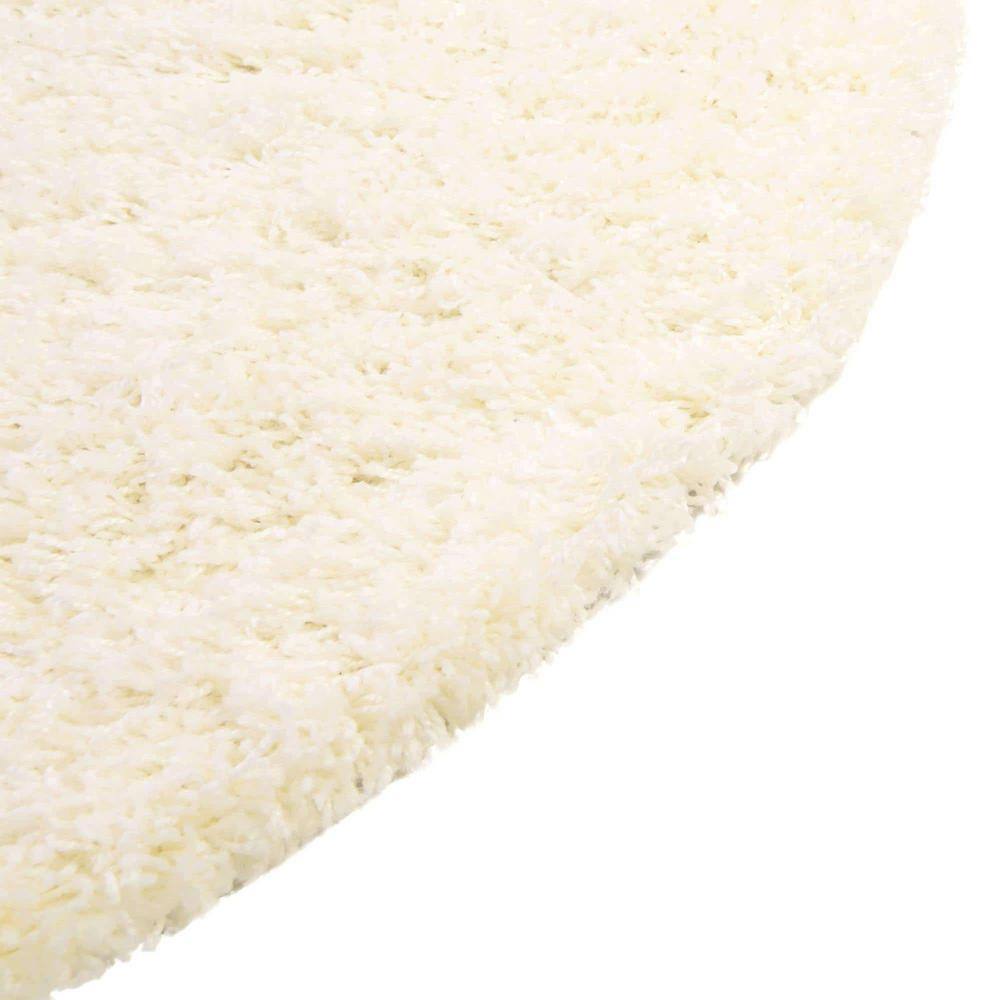 Snow White Round Shag Rug, 6' Easy Care Synthetic