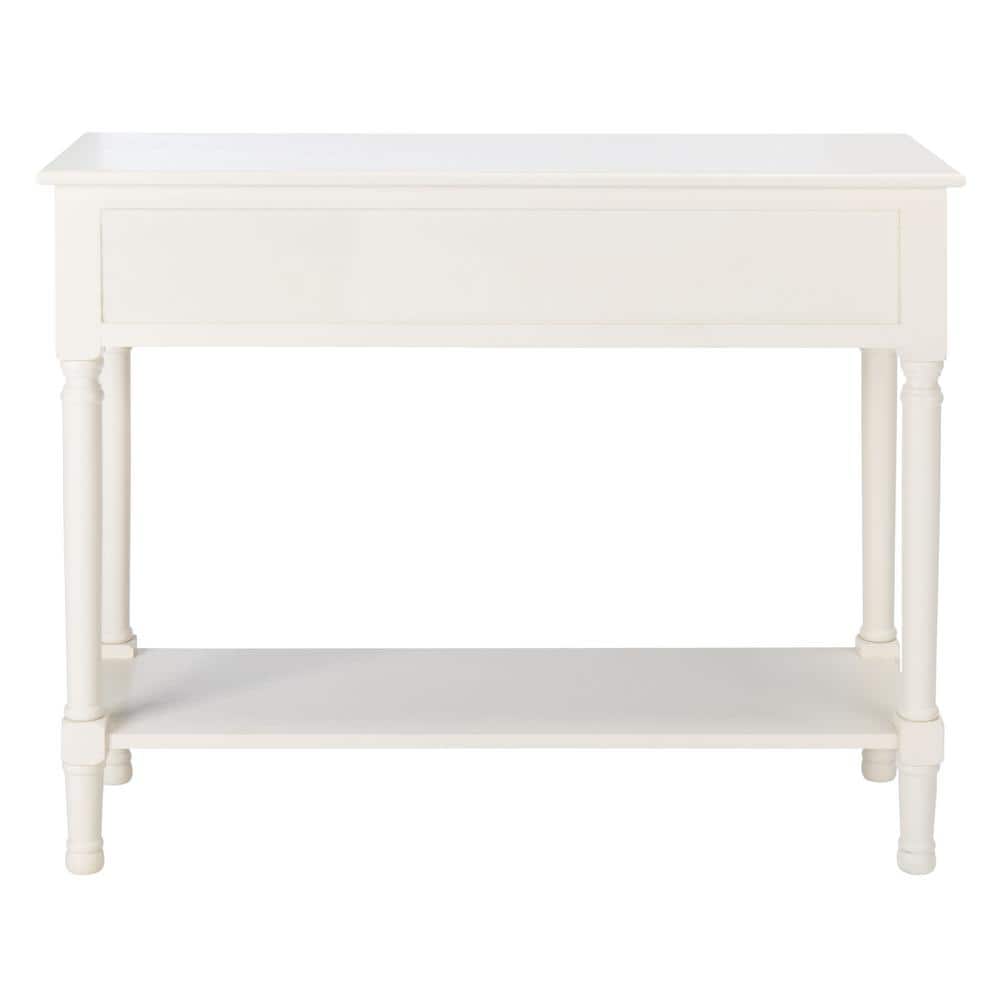 Haines Modern White 2-Drawer Console Table with Carved Details