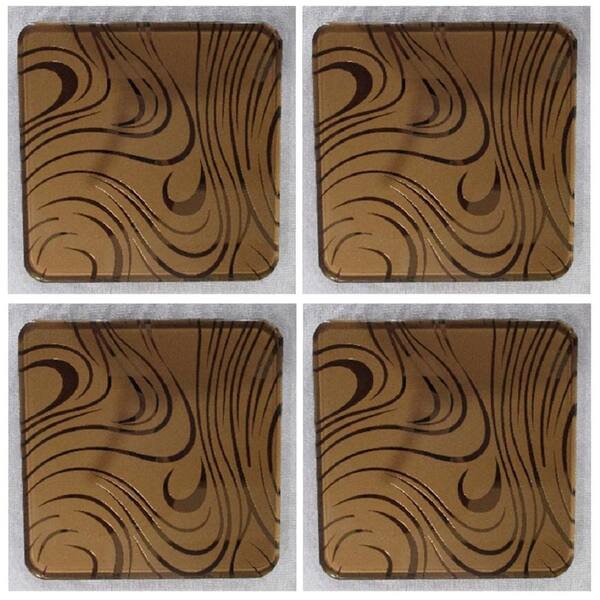 Mascot Hardware Brown Designer Glass Coaster Set of 4