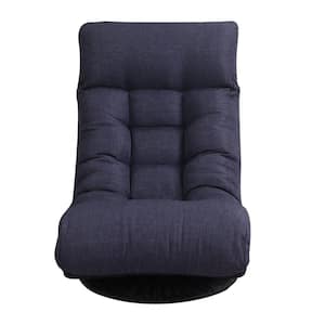 Navy Blue Linen Floor Chair Single Sofa Reclining Chair Leisure Sofa Adjustable Chair