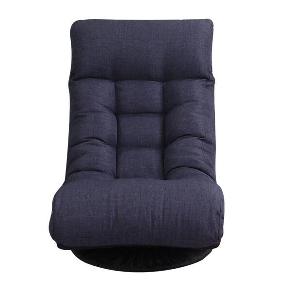 Z-joyee Navy Blue Linen Floor Chair Single Sofa Reclining Chair Leisure Sofa Adjustable Chair