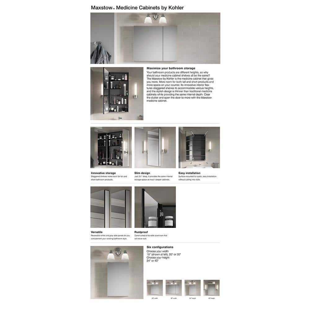 Maxstow Dark Anodized Aluminum Frameless Medicine Cabinet with Mirror