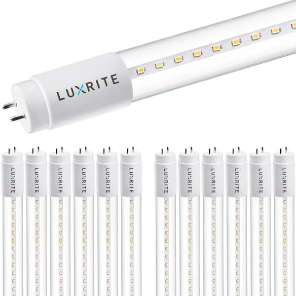 LUXRITE 13-Watt 32-Watt Equivalent 4 ft. Linear Tube T8 LED Light Bulb Ballast & Ballast Bypass Compatible Soft White (12-Pack)